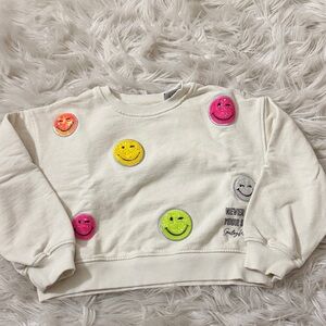 Kids Smiley Face Sweatshirt - Cream